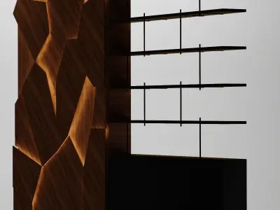 wall cabinet wood and metal with hidden light 3D model