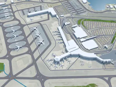 Ted Stevens Anchorage Airport 20km Low-poly 3D model