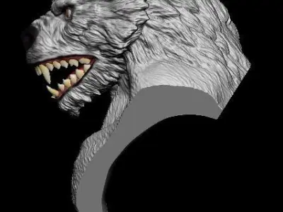 Werewolf wolf head 3D print model