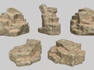 Rock Set Low-poly 3D model