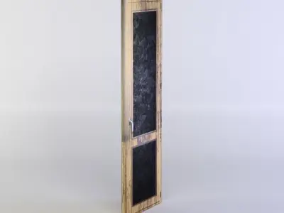 Door wooden cabinet with glass Low-poly 3D model