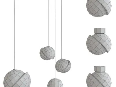 Chandelier 3d model collection 10 Pieces Low-poly 3D model