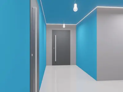 Hallway office with walls and door 3D model