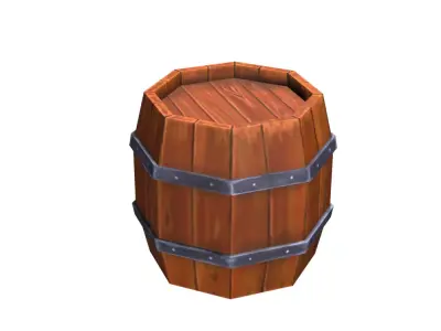 Hand Painted Wooden Barrel Free low-poly 3D model