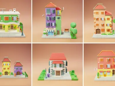 MEGA PACK Cozy Cartoon World Exterior Low-poly 3D model