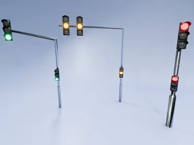 French Road Elements and Signalization Props Low-poly 3D model