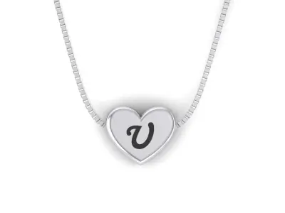 Pendant initial heart U 3D print model
