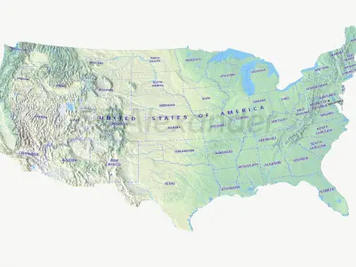  America topo elevation relief PBR map 