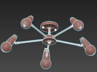 rotary six light ceiling fixture 3D model