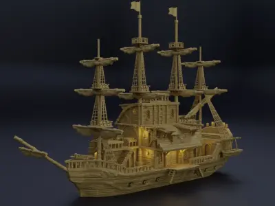 Floating Pirate Tavern  Tabletop Terrain 28 MM 3D print model