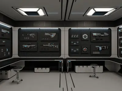 Cyberpunk Weapon Lounge Room Low-poly 3D model