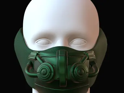 Gas mask helmet 3d model scifi Low-poly  Low-poly 3D model 158