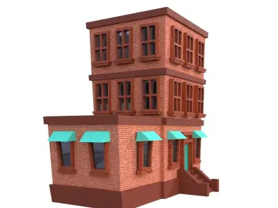 Low Poly Apartment Building Low-poly 3D model