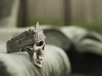 Ring Wooden Skull 3D print model