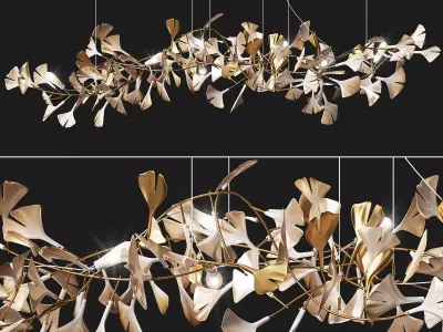 Porcelain Chandelier Ginkgo Bespoke 3D model