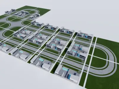 3D MODEL - Modern city Houses Low-poly 3D model