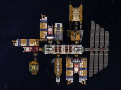 Modular Space Station Low-poly 3D model