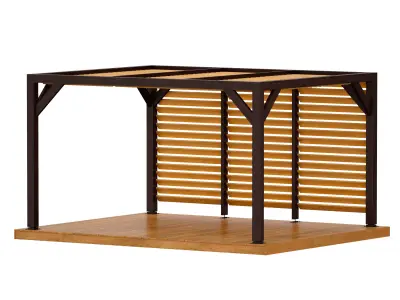 Wooden Rack Gazebo Pergola 3D model