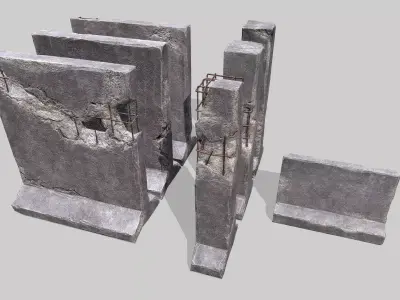 Old Concrete Walls Low-poly 3D model