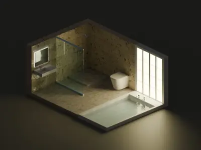 Modern Minimalist Bathroom 3D Model Free 3D model