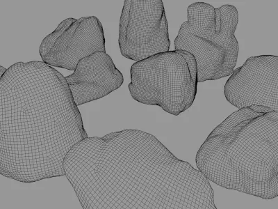 Stone Rocks Boulders  - 50 hand-crafted Stone - LOD game ready Low-poly 3D model