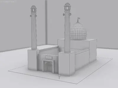Mosque in middle of field Low-poly 3D model
