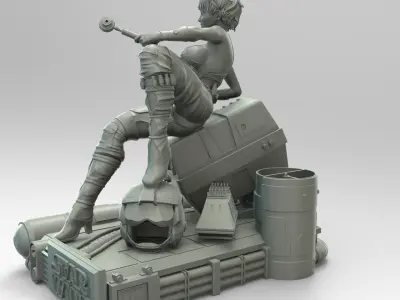 Star Wars Pin Up Sexy Rebel Pilot and Gonk Droid 3D print model