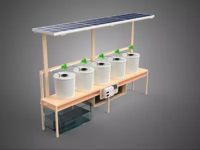 IOT SOLAR PANEL HYDROPONIC AEROPONIC PLANT DUTCH BUCKET SYSTEM 3D model