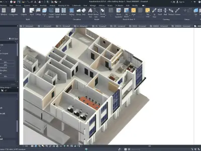 Office Building 5Levels project I revit-D5 Architectural Files 3D model