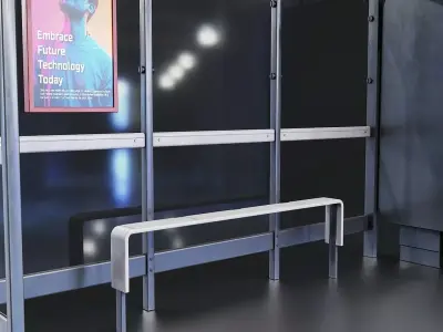 Modern Bus Stop Shelter Low-poly 3D model
