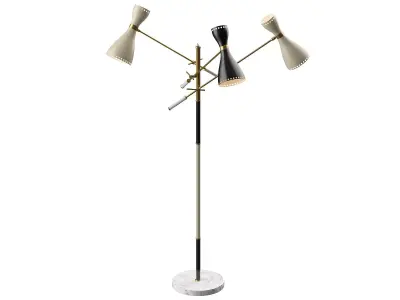 Italian Tri Arm Floor Lamp 3D model