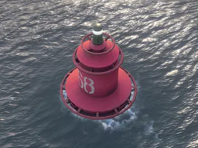 Buoy River RB-4-02 Right Side Mark Low-poly 3D model