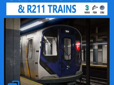 Times Square- 42st Subway Station and R211 Trains 3D model