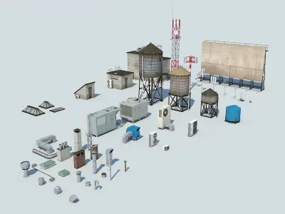 NYC Rooftop  Low-poly 3D model