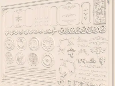 Collection stucco molding frame Low-poly 3D model buy