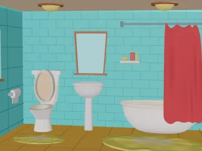 Bathroom with toilet and sink 3D model shop