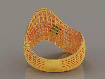 Princess Cut Solitaire Ring Setting with Lattice Structure 3D print model