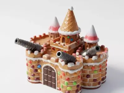 Fortified Gingerbread Citadel 3D Model Low-poly 3D model