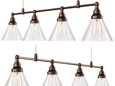 Vintage Edison Long Table Pendant 3D model