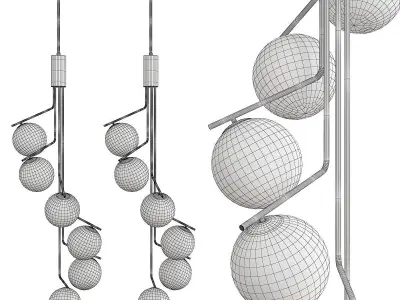 SHIRLEY chandelier with balls hanging from it Low-poly 3D model