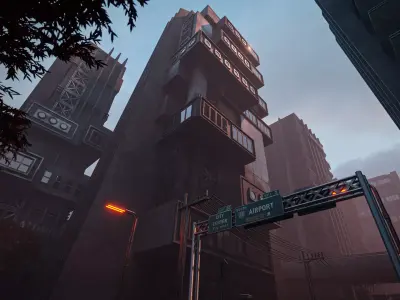 DYSTOPIAN BRUTALIST BUILDING SCIFI 05 Low-poly 3D model