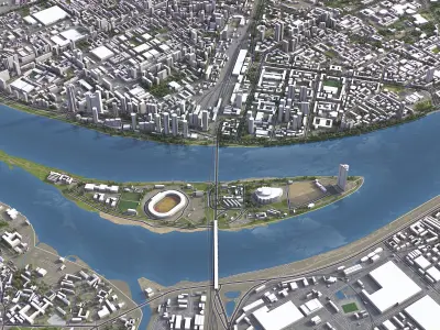 Pyongyang - 3D City Model Low-poly 3D model