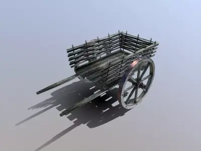 Medieval Wattle Cart Low-poly 3D model