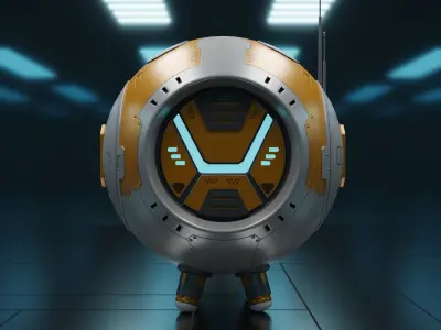 PR-02VV futuristic robot Low-poly 3D model