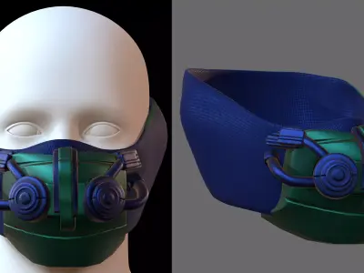 Gas mask helmet 3d model scifi Low-poly  Low-poly 3D model