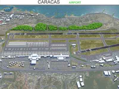 Caracas Simon Bolivar International Airport 12km Low-poly 3D model