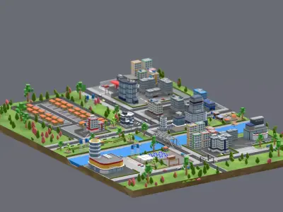 Low Poly Ultimate City Environment Game Ready Low-poly 3D model