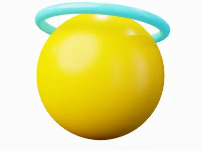 Smile Angelic Halo yellow ball Emoji or Smiley 3D model