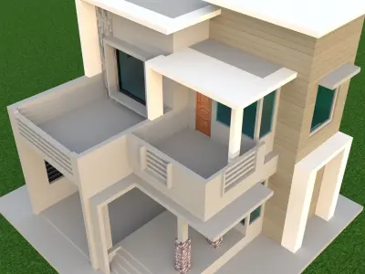 Modern House Exterior Low-poly 3D model