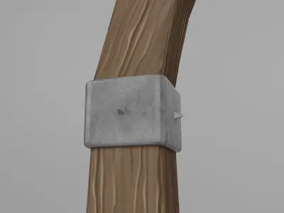 Stylized old lantern on a poll Low-poly 3D model